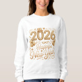 Happy New Year 2026 Gold Lettering T‑Shirt with Ba Sweatshirt (Vorderseite)