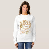 Happy New Year 2026 Gold Lettering T‑Shirt with Ba Sweatshirt (Vorne ganz)