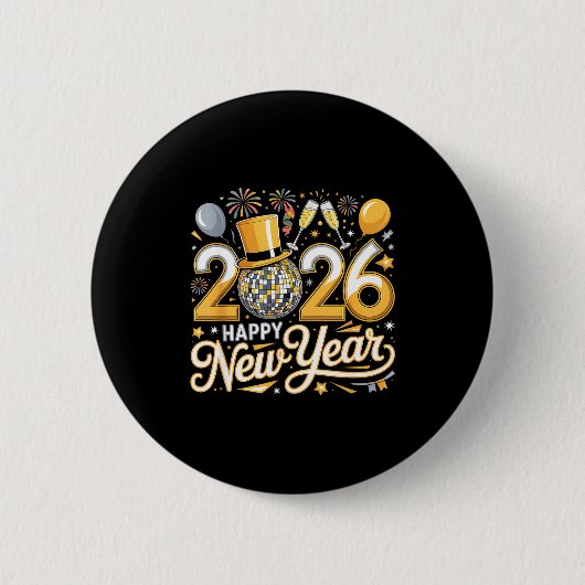 Happy New Year 2026 Gold Party Celebration Gift Button (Vorderseite)