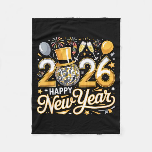 Happy New Year 2026 Gold Party Celebration Gift Fleecedecke (Vorderseite)