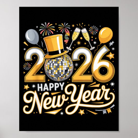 Happy New Year 2026 Gold Party Celebration Gift  Poster (Vorne)