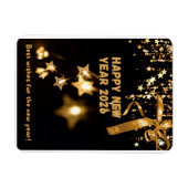 Happy New Year 2026 Gold Star Greeting Card Magnet (Horizontal)