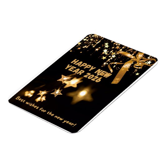 Happy New Year 2026 Gold Star Greeting Card Magnet (Linke Seite)