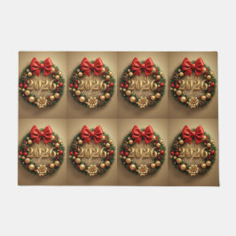 happy new year 2026 golden wreath door mat fußmatte