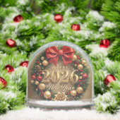 happy new year 2026 golden wreath snow globe schneekugeln (Weihnachten)