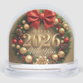 happy new year 2026 golden wreath snow globe schneekugeln (Rückseite)