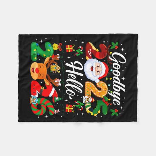 Happy New Year 2026 Goodbye 2025 Hello 2026 Fleecedecke (Vorderseite (Horizontal))