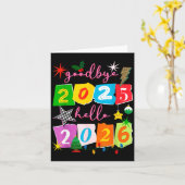 Happy New Year 2026 Goodbye 2025 Hello 2026 Karte (Gelbe Blume)