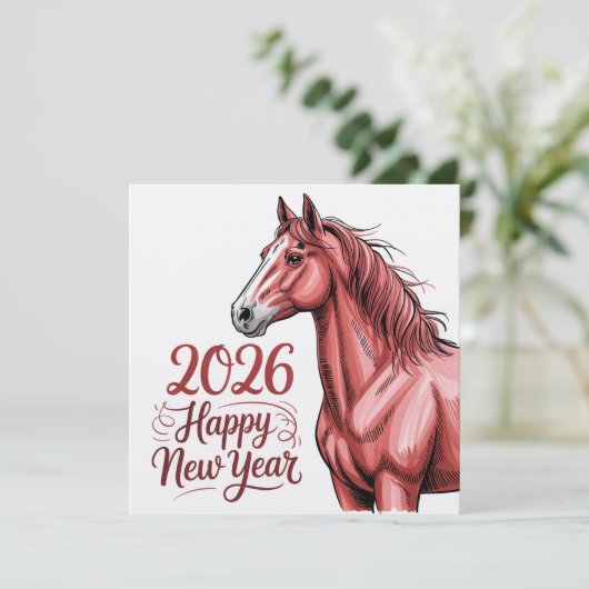 Happy New Year 2026 Grußkarte - Chinesisch - Zodia (Stehend Vorderseite)