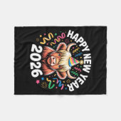 Happy New Year 2026 Highland Cow & Party Hat N Fleecedecke (Vorderseite (Horizontal))
