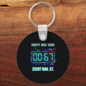 Happy New Year 2026 Humor Clock 6 7 System Error F Schlüsselanhänger (Vorderseite)