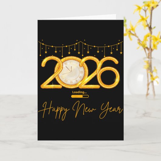 Happy New Year 2026 Karte (Gelbe Blume)