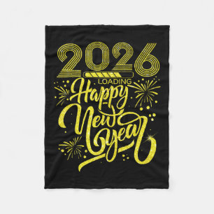 Happy New Year 2026 Loading Fireworks Party Premiu Fleecedecke
