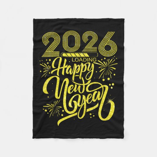 Happy New Year 2026 Loading Fireworks Party Premiu Fleecedecke (Vorderseite)