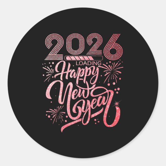 Happy New Year 2026 Loading Fireworks Party Runder Aufkleber (Vorderseite)
