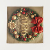 happy new year 2026 luxury wreath party backdrop wandteppich (Vorderseite (Horizontal))