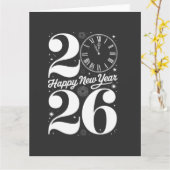 Happy New Year 2026 Midnight Clock Countdown Karte (Gelbe Blume)
