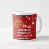 “Happy New Year 2026 Mug – Celebrate with Sparkle Jumbo-Tasse (Vorderseite Rechts)