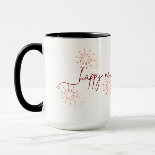 Happy New Year 2026 Mug – Fireworks & Celebration Tasse (Links)