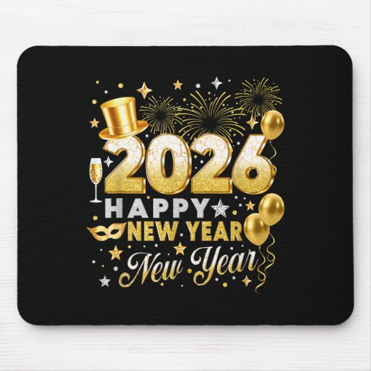 Happy New Year 2026 New Year Party Ballon Family M Mousepad (Vorne)
