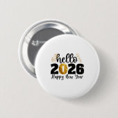 Happy New Year 2026 New Year Party Friends Family Button (Vorne & Hinten)