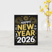 Happy New Year 2026 - New Year's Eve 2026 Karte (Gelbe Blume)