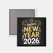 Happy New Year 2026 - New Year's Eve 2026 Magnet (Vorderseite/Rückseite)