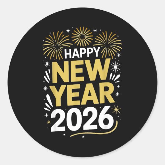 Happy New Year 2026 - New Year's Eve 2026  Runder Aufkleber (Vorderseite)