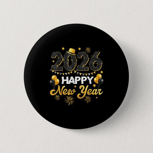 Happy New Year 2026 New Year's Eve Party Countdown Button (Vorderseite)