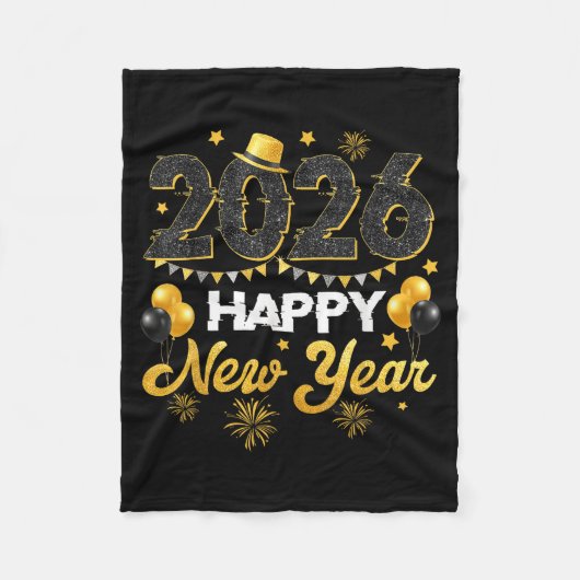 Happy New Year 2026 New Year's Eve Party Countdown Fleecedecke (Vorderseite)