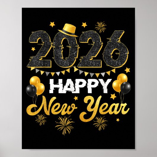 Happy New Year 2026 New Year's Eve Party Countdown Poster (Vorne)