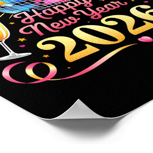 Happy New Year 2026 New Years Eve Party Countdown  Poster (Ecke)
