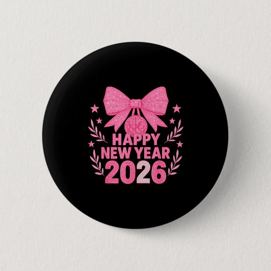 Happy New Year 2026 Nk Bow Coquette Family Button (Vorderseite)