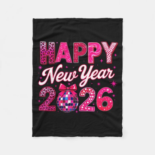 Happy New Year 2026 Nk Disco Ball Bow Coquette Fam Fleecedecke (Vorderseite)