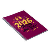 Happy New Year 2026 Notebook | Festive Gold Design Notizblock (Rechte Seite)