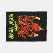 Happy New Year 2026 Octopus Drinking Champagne New Fleecedecke (Vorderseite (Horizontal))