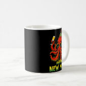 Happy New Year 2026 Octopus Drinking Champagne New Kaffeetasse (VorderseiteRechts)