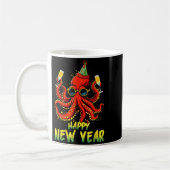 Happy New Year 2026 Octopus Drinking Champagne New Kaffeetasse (Links)