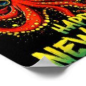 Happy New Year 2026 Octopus Drinking Champagne New Poster (Ecke)