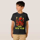 Happy New Year 2026 Octopus Drinking Champagne New T-Shirt (Vorne ganz)