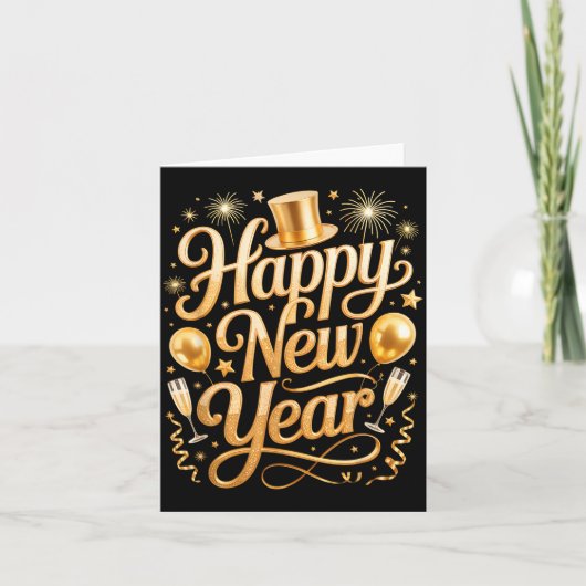 Happy New Year 2026 Party Ballons, Fireworks And C Karte (Vorderseite)