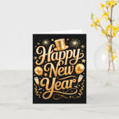 Happy New Year 2026 Party Ballons, Fireworks And C Karte (Gelbe Blume)