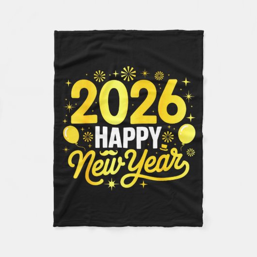 Happy New Year 2026 Party Balloons Fireworks Famil Fleecedecke (Vorderseite)