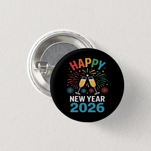 Happy New Year 2026 Party Funny New Years Eve 2026 Button (Vorne & Hinten)