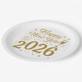 Happy New Year 2026 Party Tellers - Festspiele Tab Pappteller (Schrägansicht)