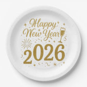 Happy New Year 2026 Party Tellers - Festspiele Tab Pappteller (Vorderseite)