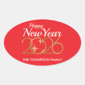 Happy New Year 2026 Personalized Oval Sticker (Vorderseite)