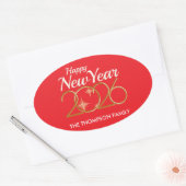 Happy New Year 2026 Personalized Oval Sticker (Umschlag)