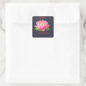 Happy New Year 2026 Pink Lotus Flower Illustration Quadratischer Aufkleber (Tasche)
