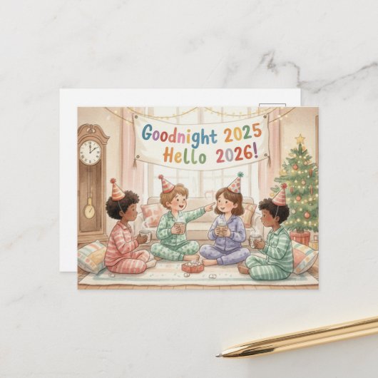 HAPPY NEW YEAR 2026 Postcard Postkarte (Vorderseite/Rückseite Beispiel)